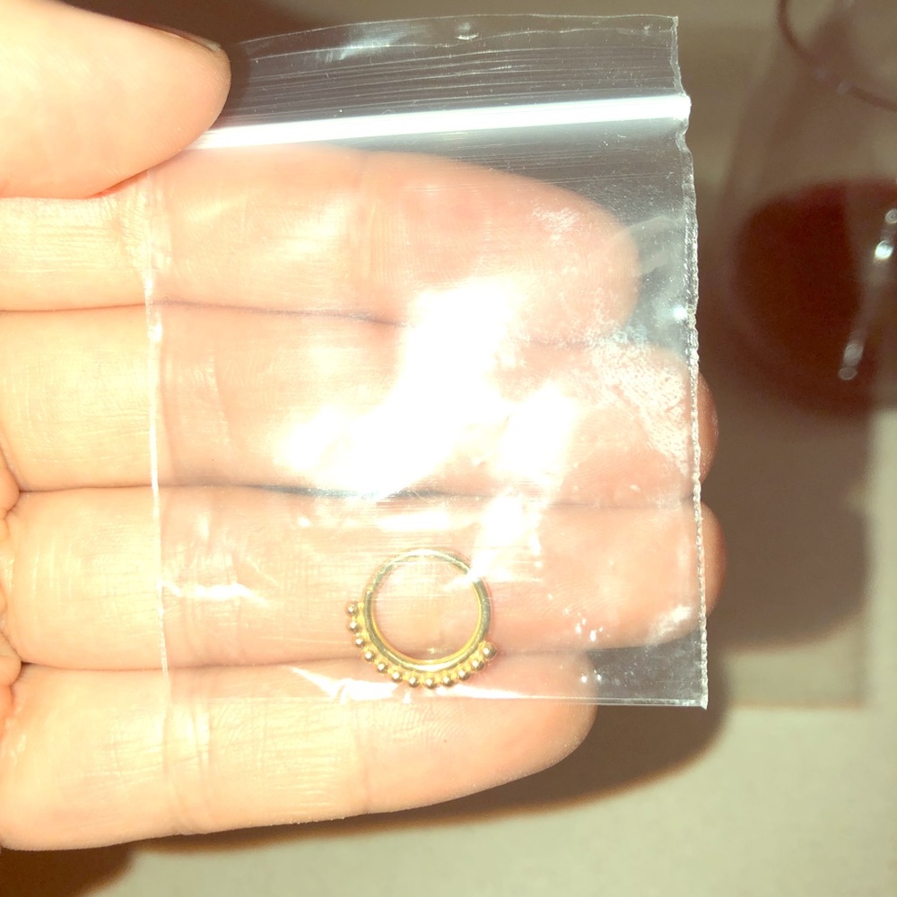 18g Septum ring 14k gold, 14k rose gold beads